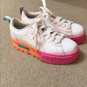 Puma White Sneakers with Pink and Orange Platform